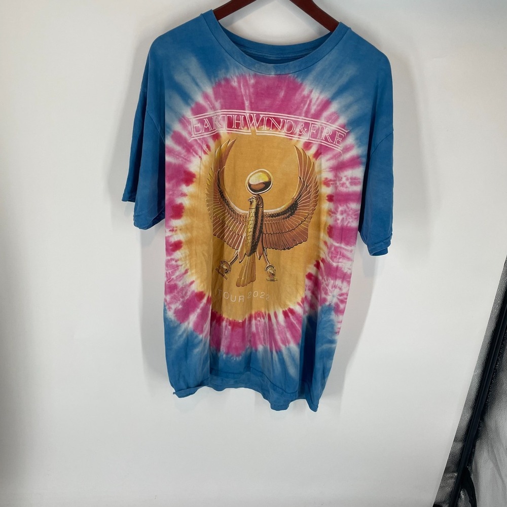Earth Wind & Fire Tour 2022 Tie-Dye Graphic Concert Band T-Shirt Blue XL